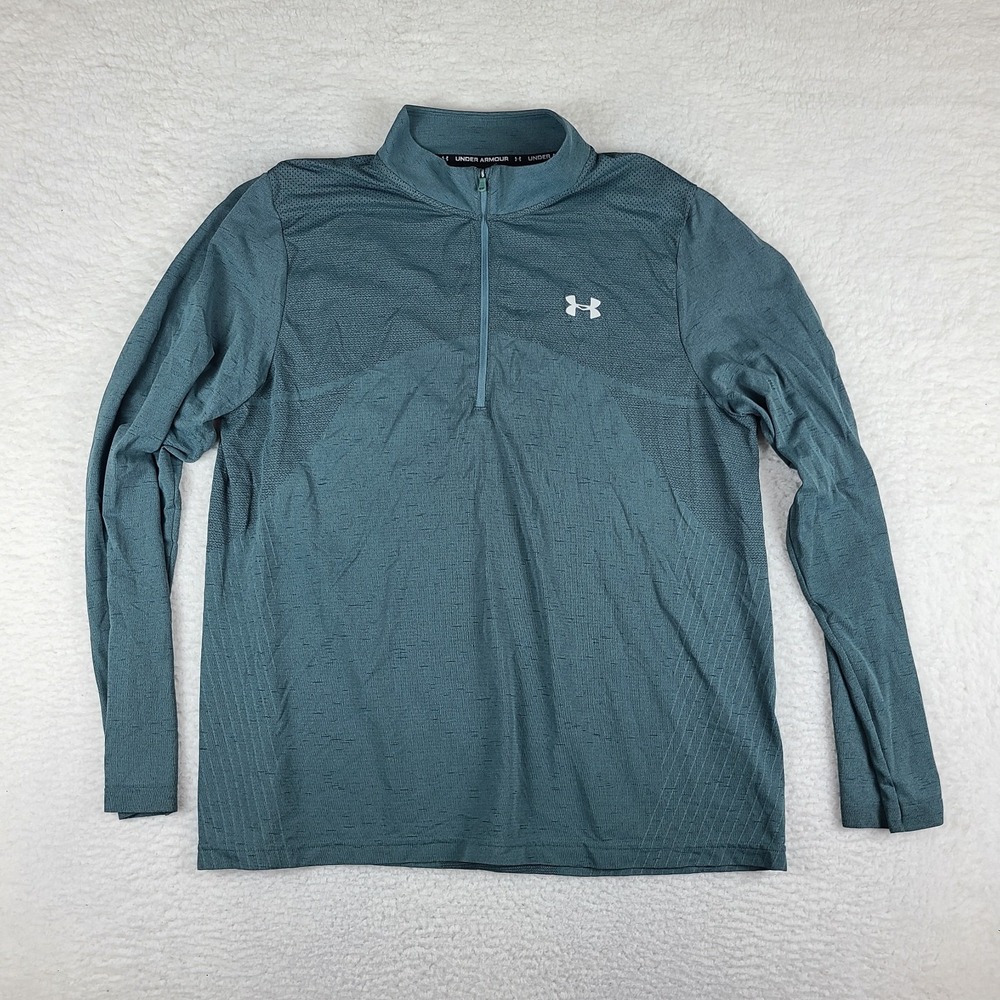 Under Armour Sweater Mens 2XL XXL Teal Fitted Heatgear Performance Tech Golf